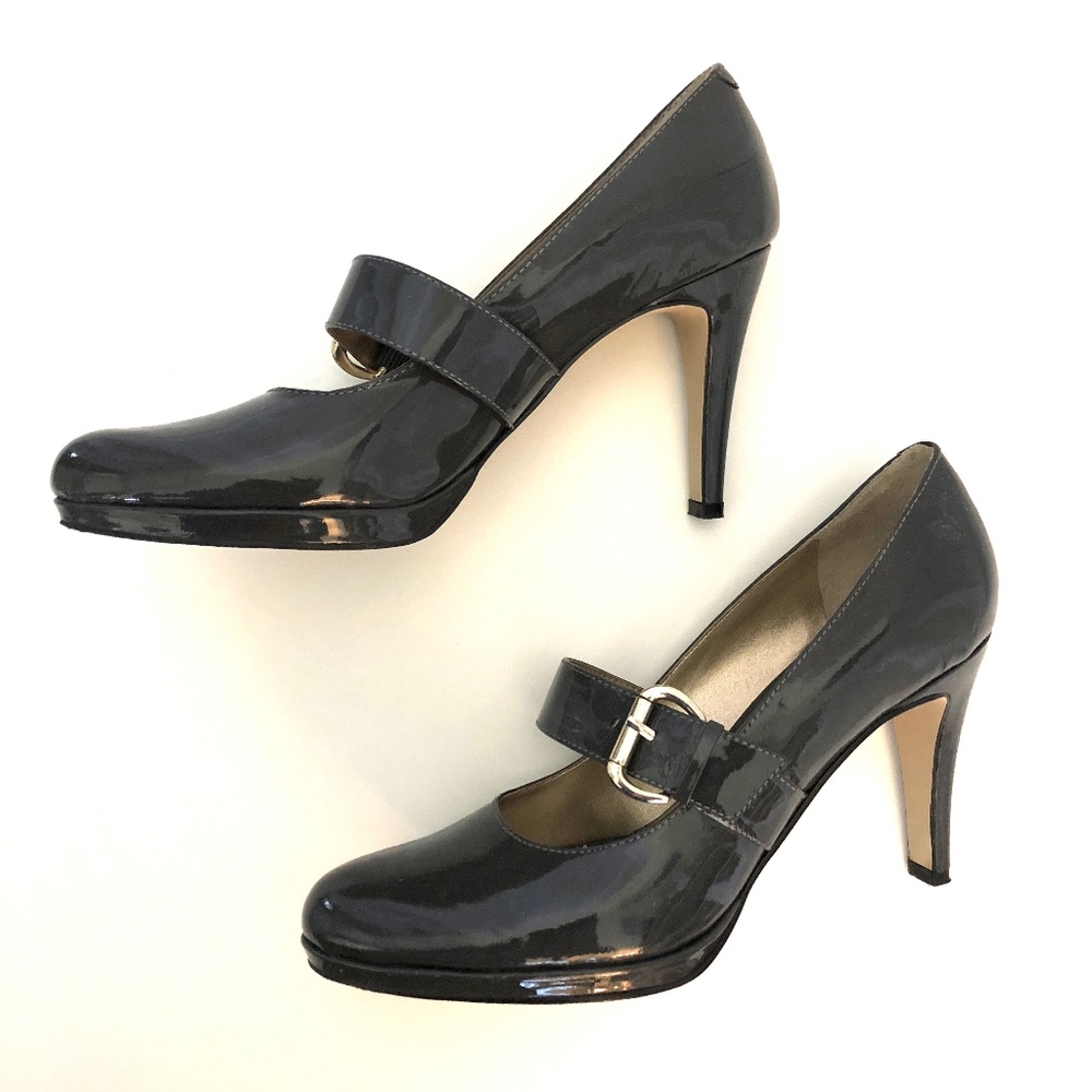 Nine West grey patent leather heels